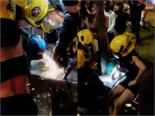 Bomberos rescataron a joven que le quedó atrapado el dedo en una banca del MÍO en Cali