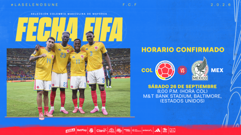 Confirmado el horario del partido entre la Selección Colombia Masculina de Mayores vs México