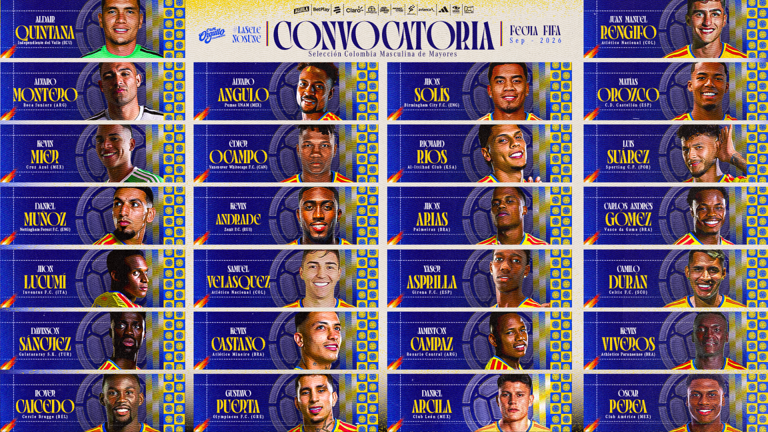 Convocatoria de la Selección Colombia de Mayores: amistosos internacionales de septiembre/octubre – 2026