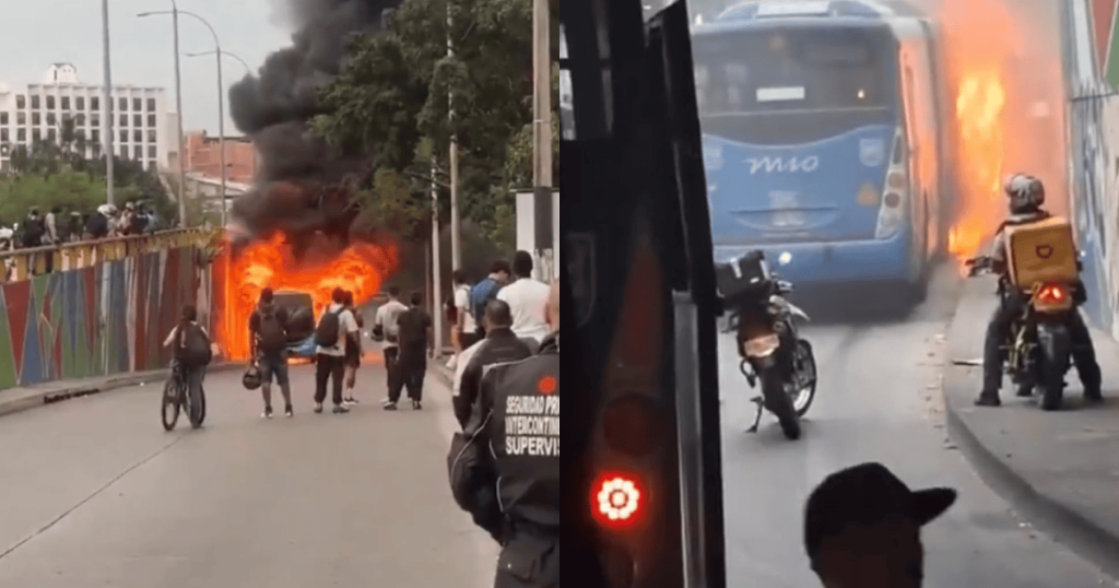 Bus del MÍO se incendió cerca de La Ermita en Cali; pasajeros fueron evacuados